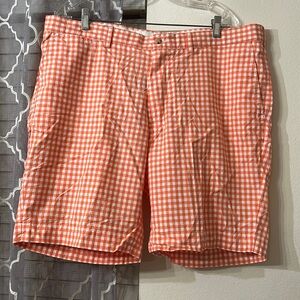 Polo Ralph Lauren Orange White Gingham Check Suffield Fit Shorts size 40